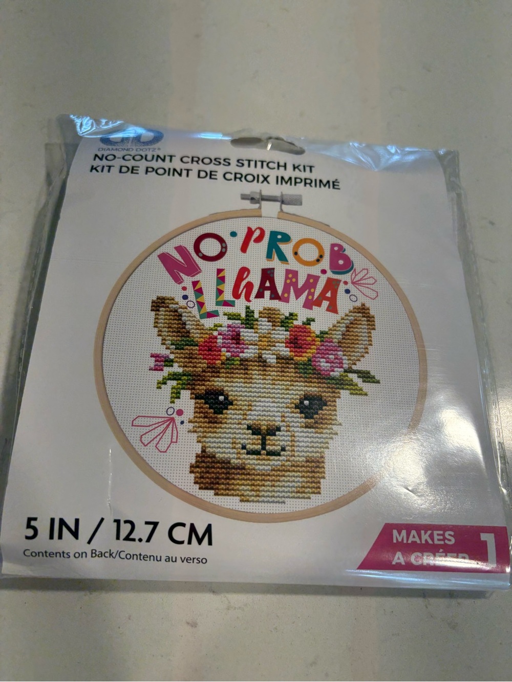 Diamond Supply Co. No-Count Cross Stitch Kit - Pink & Green Floral Llama